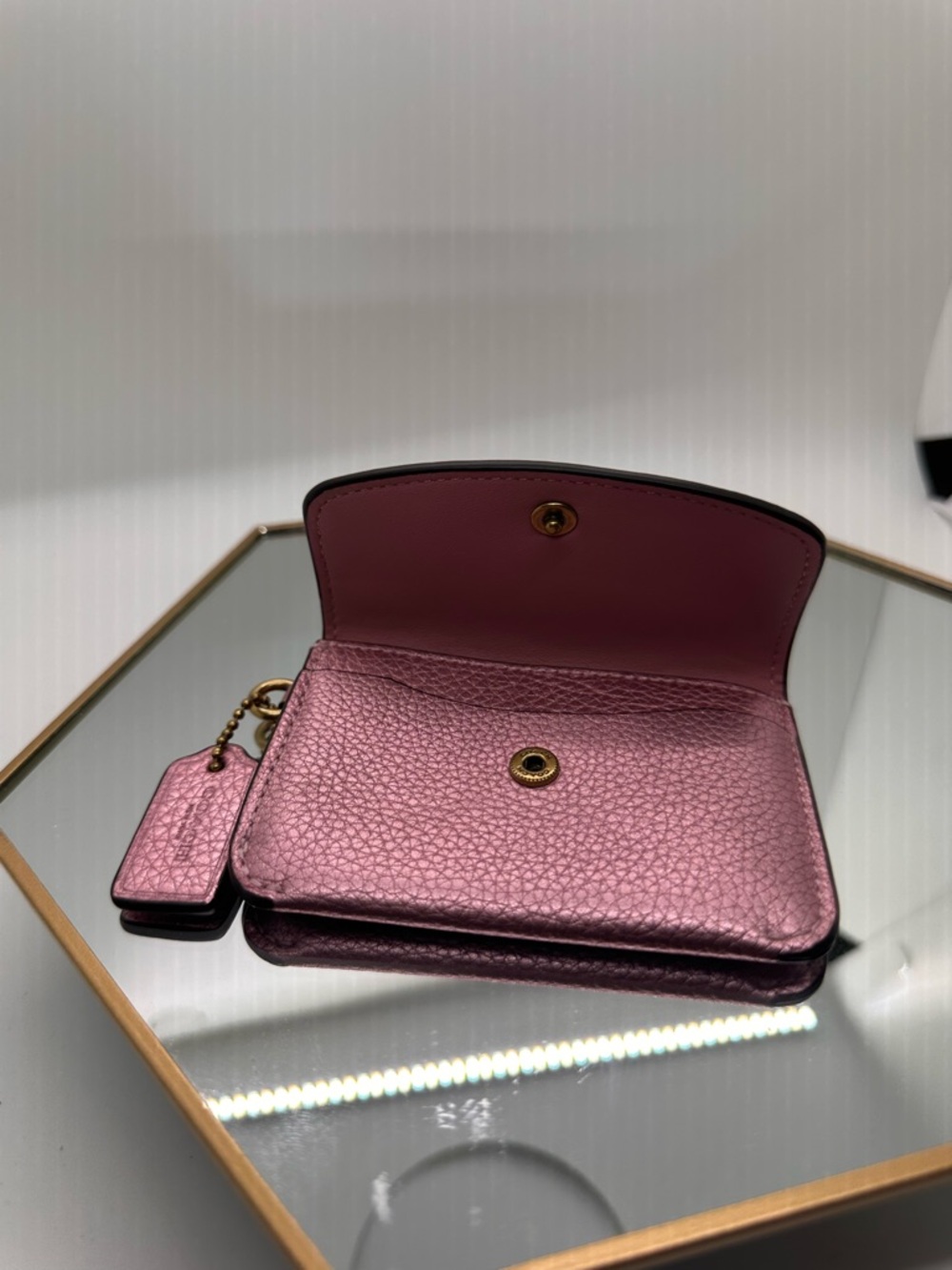 Coach Pink Embossed Leather Card case
